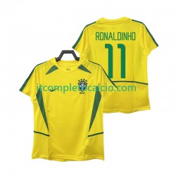 Maglia Brasile RONALDINHO 11 Retro Divisa Home 2002 Manica Corta ,Uomo