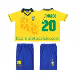 Maglia Brasile RONALDO 20 Retro Divisa Home 1994 Manica Corta ,Bambino