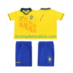 Maglia Brasile Retro Divisa Home 1994 Manica Corta ,Bambino