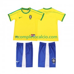 Maglia Brasile Retro Divisa Home 1998 Manica Corta ,Bambino