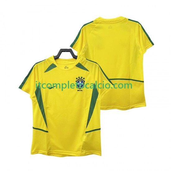Maglia Brasile Retro Divisa Home 2002 Manica Corta ,Uomo