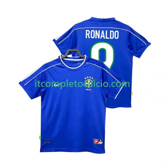 Maglia Brasile Ronaldo 9 Retro Divisa Away 1998 Manica Corta ,Uomo
