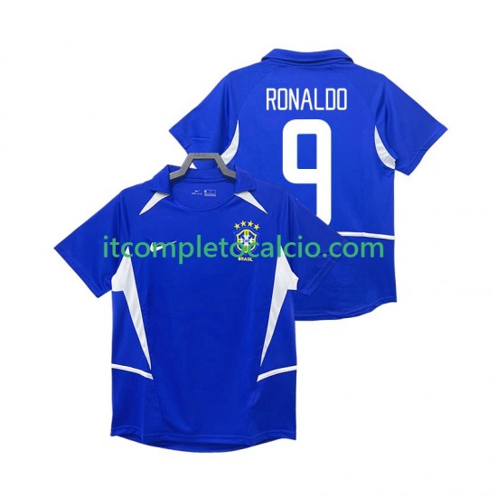 Maglia Brasile Ronaldo 9 Retro Divisa Away 2002 Manica Corta ,Uomo