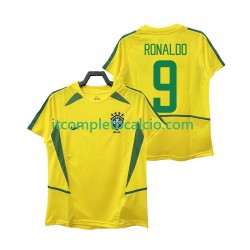 Maglia Brasile Ronaldo 9 Retro Divisa Home 2002 Manica Corta ,Uomo