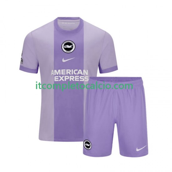 Maglia Brighton Hove Albion Divisa Away 2025-2026 Manica Corta ,Bambino
