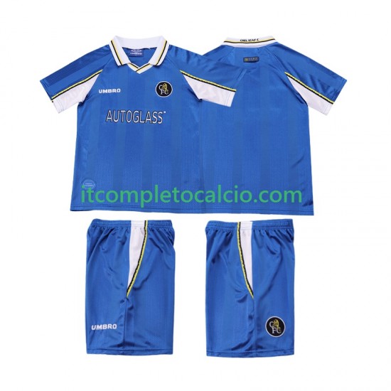 Maglia Chelsea 1997 Retro Divisa Home 1999 Manica Corta ,Bambino