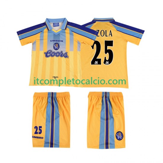 Maglia Chelsea ZOLA 25 1995 1997 Retro Divisa Away Manica Corta ,Bambino