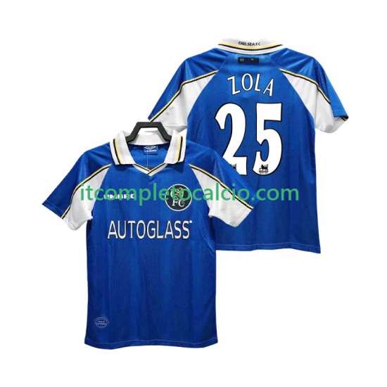 Maglia Chelsea ZOLA 25 1997 Retro Divisa Home 1999 Manica Corta ,Uomo