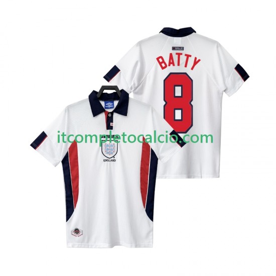Maglia Inghilterra BATTY 8 Retro Divisa Home 1998 Manica Corta ,Uomo