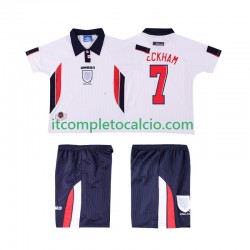 Maglia Inghilterra Beckham 7 Retro Divisa Home 1998 Manica Corta ,Bambino