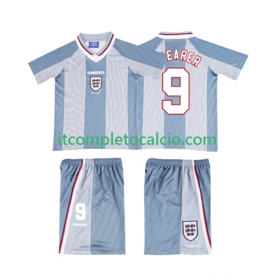 Maglia Inghilterra SHEARER 9 1996 Retro Divisa Away Manica Corta ,Bambino