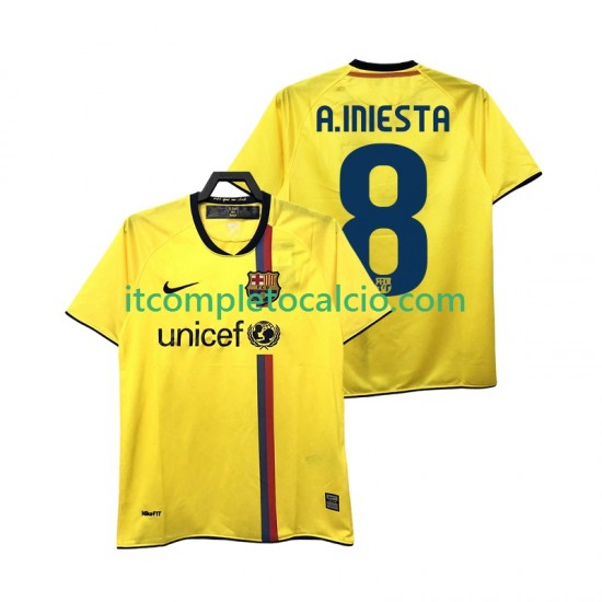 Maglia FC Barcelona A INIESTA 8 2009 Retro Divisa Away 2008 Manica Corta ,Uomo