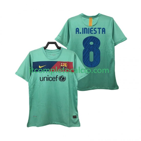 Maglia FC Barcelona A INIESTA 8 Retro Divisa Away 2011 2010 Manica Corta ,Uomo