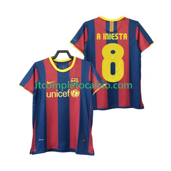 Maglia FC Barcelona A INIESTA 8 Retro Divisa Home 2011 2010 Manica Corta ,Uomo