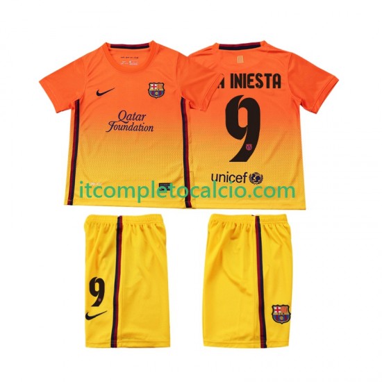 Maglia FC Barcelona A INIESTA 9 2012 2013 Retro Divisa Away Manica Corta ,Bambino