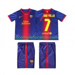 Maglia FC Barcelona DAUID VILLA 7 2012 2013 Retro Divisa Home Manica Corta ,Bambino
