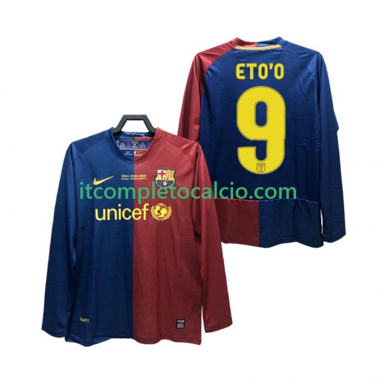 Maglia FC Barcelona ETO O 9 Champions League 2009 Retro Divisa Home 2008 Manica Lunga ,Uomo