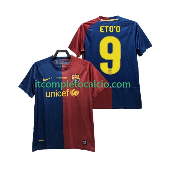 Maglia FC Barcelona ETO O 9 Champions League 2009 Retro Divisa Home 2008 Manica Corta ,Uomo