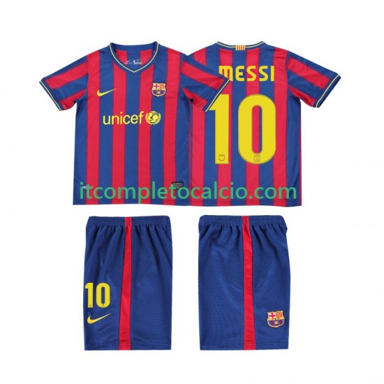 Maglia FC Barcelona Lionel Messi 10 2009 Retro Divisa Home 2010 Manica Corta ,Bambino