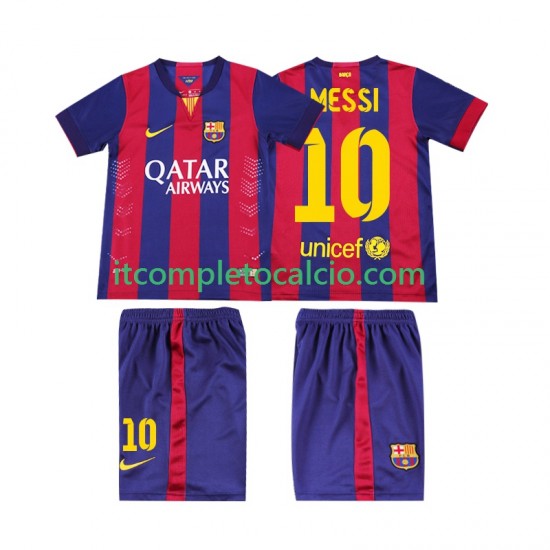 Maglia FC Barcelona Lionel Messi 10 2014 2015 Retro Divisa Home Manica Corta ,Bambino