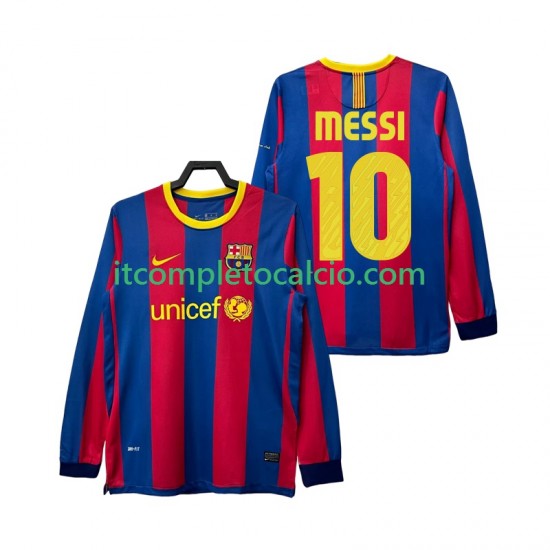 Maglia FC Barcelona Lionel Messi 10 Retro Divisa Home 2011 2010 Manica Lunga ,Uomo