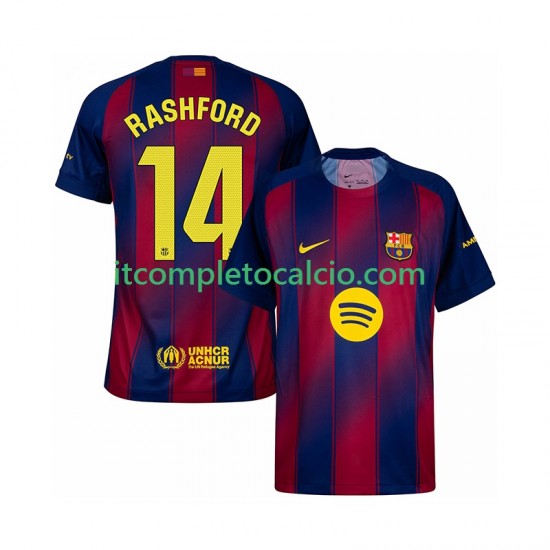 Maglia FC Barcelona Marcus Rashford 14 Divisa Home 2025-2026 Manica Corta ,Uomo
