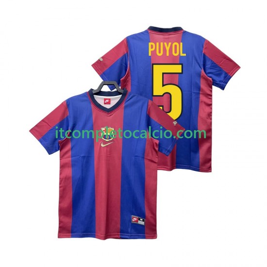 Maglia FC Barcelona PUYOL 5 Retro Divisa Home 1998 1999 Manica Corta ,Uomo