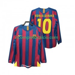 Maglia FC Barcelona RONALDINHO 10 2005 Retro Divisa Home 2006 Manica Lunga ,Uomo