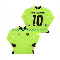 Maglia FC Barcelona RONALDINHO 10 2005 Retro Divisa Away 2006 Manica Lunga ,Uomo