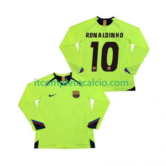 Maglia FC Barcelona RONALDINHO 10 2005 Retro Divisa Away 2006 Manica Lunga ,Uomo