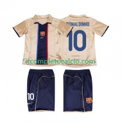 Maglia FC Barcelona RONALDINHO 10 2001 Retro Divisa Away 2002 Manica Corta ,Bambino