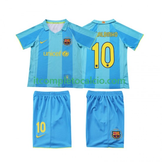 Maglia FC Barcelona RONALDINHO 10 2007 Retro Divisa Away 2008 Manica Corta ,Bambino