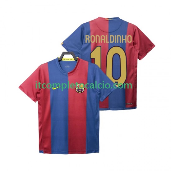 Maglia FC Barcelona RONALDINHO 10 2007 Retro Divisa Home 2006 Manica Corta ,Uomo