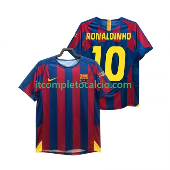 Maglia FC Barcelona RONALDINHO 10 Champions League 2005 Retro Divisa Home 2006 Manica Corta ,Uomo