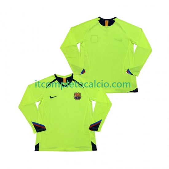 Maglia FC Barcelona 2005 Retro Divisa Away 2006 Manica Lunga ,Uomo