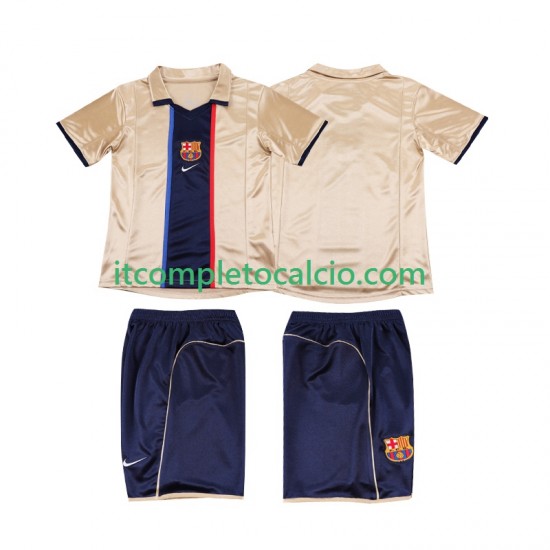 Maglia FC Barcelona 2001 Retro Divisa Away 2002 Manica Corta ,Bambino