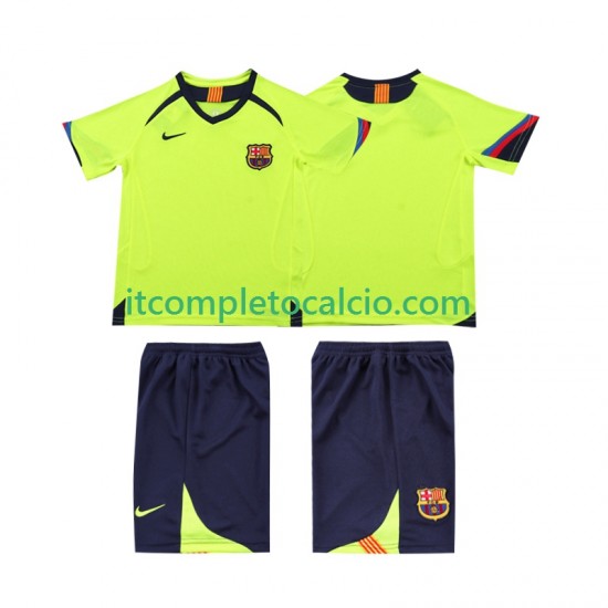 Maglia FC Barcelona 2005 Retro Divisa Away 2006 Manica Corta ,Bambino