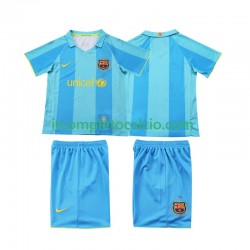 Maglia FC Barcelona 2007 Retro Divisa Away 2008 Manica Corta ,Bambino