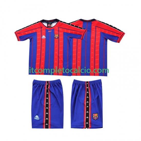 Maglia FC Barcelona 1997 Retro Divisa Home 1998 Manica Corta ,Bambino