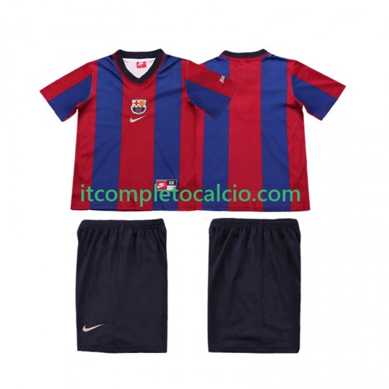 Maglia FC Barcelona Retro Divisa Home 1998 1999 Manica Corta ,Bambino