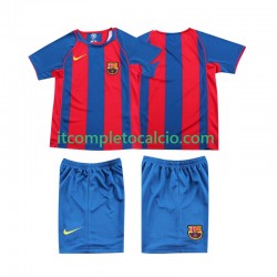 Maglia FC Barcelona 2005 Retro Divisa Home 2004 Manica Corta ,Bambino