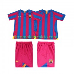 Maglia FC Barcelona 2005 Retro Divisa Home 2006 Manica Corta ,Bambino