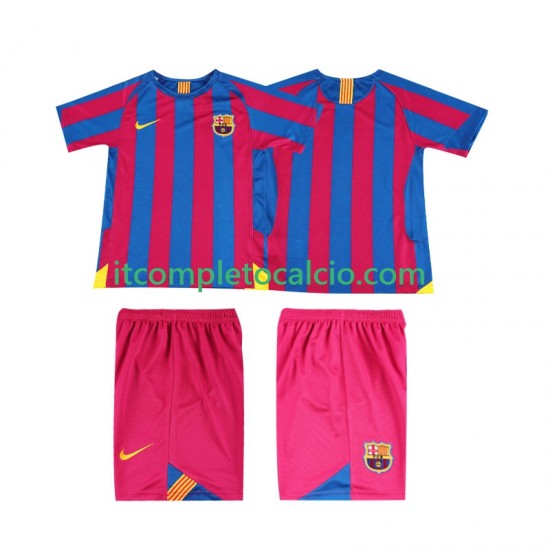 Maglia FC Barcelona 2005 Retro Divisa Home 2006 Manica Corta ,Bambino