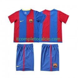 Maglia FC Barcelona 2007 Retro Divisa Home 2006 Manica Corta ,Bambino