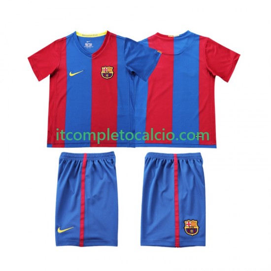 Maglia FC Barcelona 2007 Retro Divisa Home 2006 Manica Corta ,Bambino