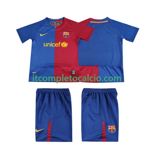 Maglia FC Barcelona 2009 Retro Divisa Home 2008 Manica Corta ,Bambino