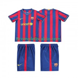 Maglia FC Barcelona 2009 Retro Divisa Home 2010 Manica Corta ,Bambino