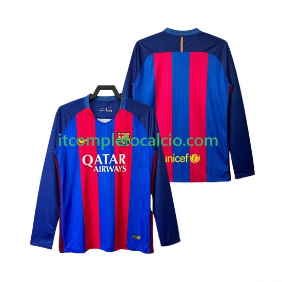 Maglia FC Barcelona 2016 2017 Retro Divisa Home Manica Lunga ,Uomo