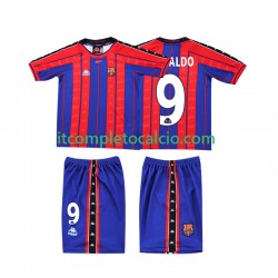 Maglia FC Barcelona Ronaldo 9 1997 Retro Divisa Home 1998 Manica Corta ,Bambino