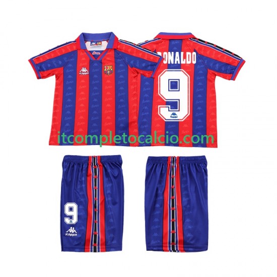 Maglia FC Barcelona Ronaldo 1996 1997 Retro Divisa Home Manica Corta ,Bambino